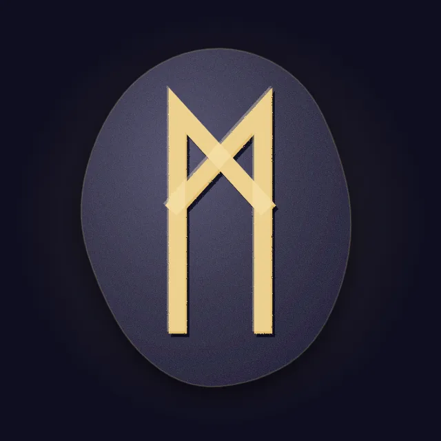 Руна Манназ на камне, знак ᛗ