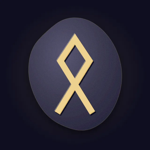 Руна Одал на камне, знак ᛟ
